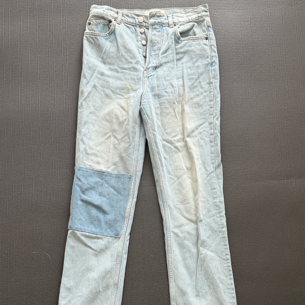 Reformation Light Blue Patchwork Jeans